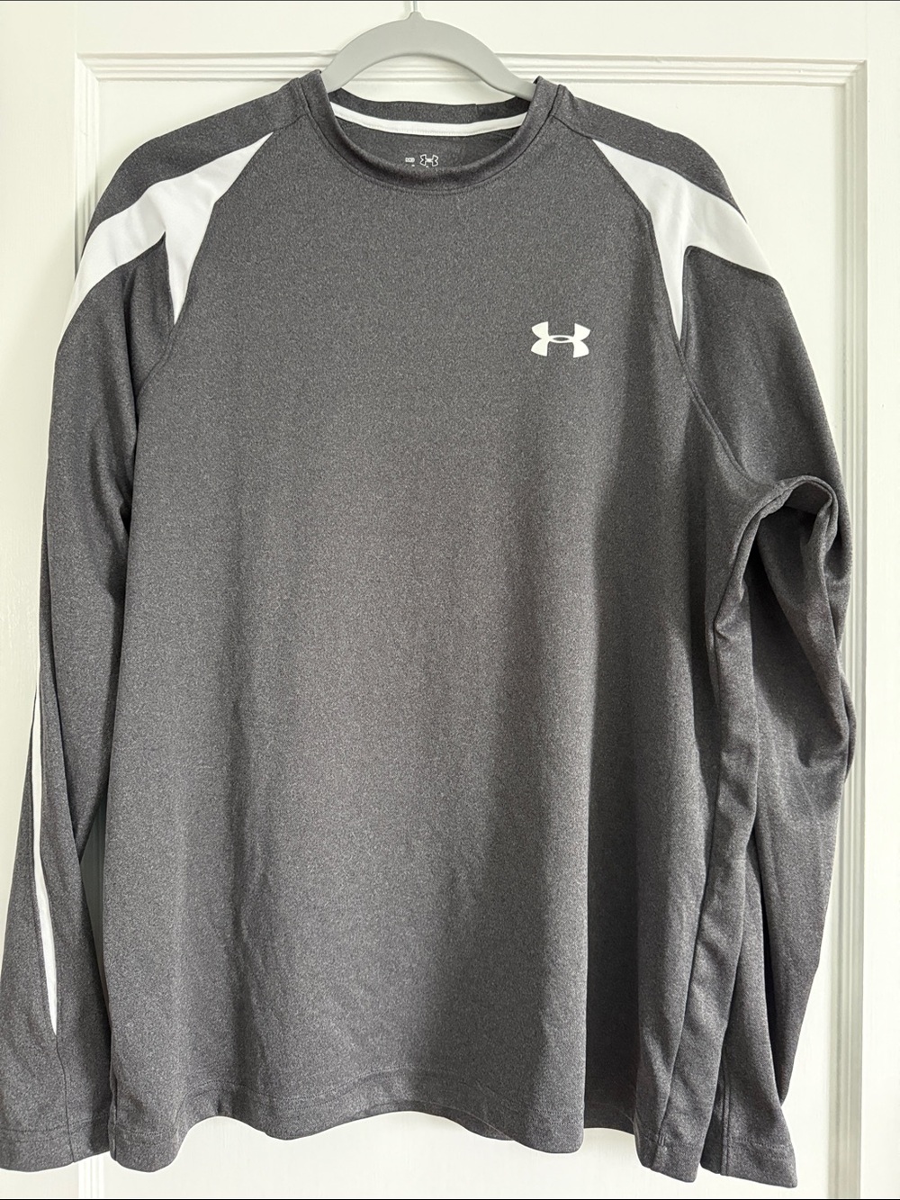 Under Armour Gray Long Sleeve Performance Shirt with White Accents